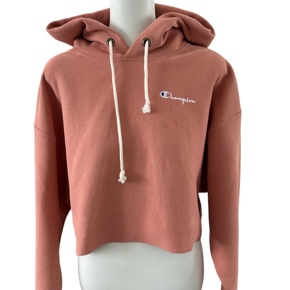 CHAMPION Peach Cotton Cropped Hoodie Sz Sm